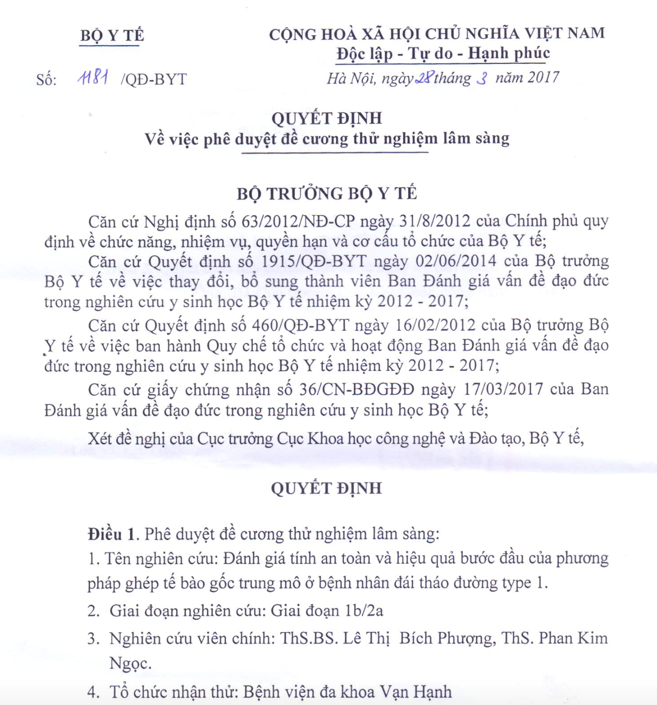 Thêm một công trình của PTN Tế bào gốc, Trường ĐH KHTN được Bộ Y tế cho phép thử nghiệm điều trị trên người